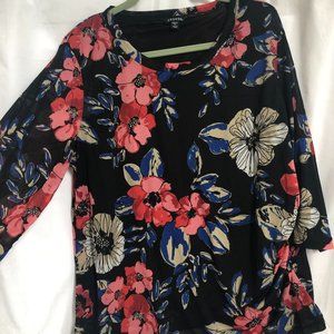 George Black Flowered Top